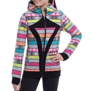 Ivivva Athletica Stride Scuba Full Zip Track Jacket Multicolor Striped Girls 14